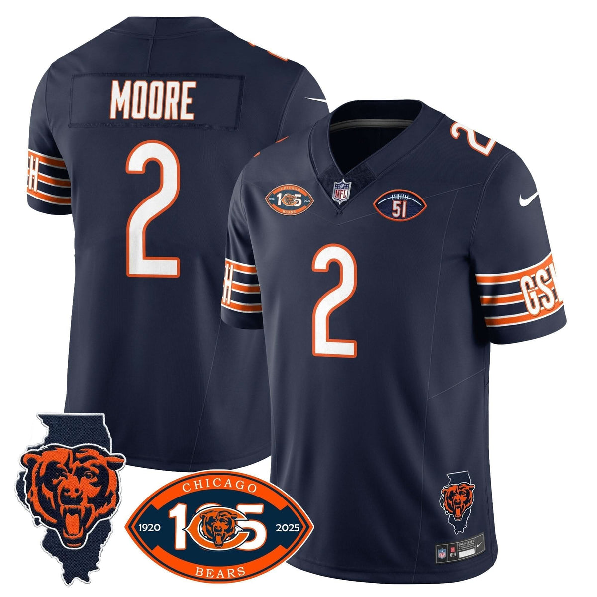 Bears 1920-2025 The Bears Vapor Limited Jersey - All Stitched - image 4
