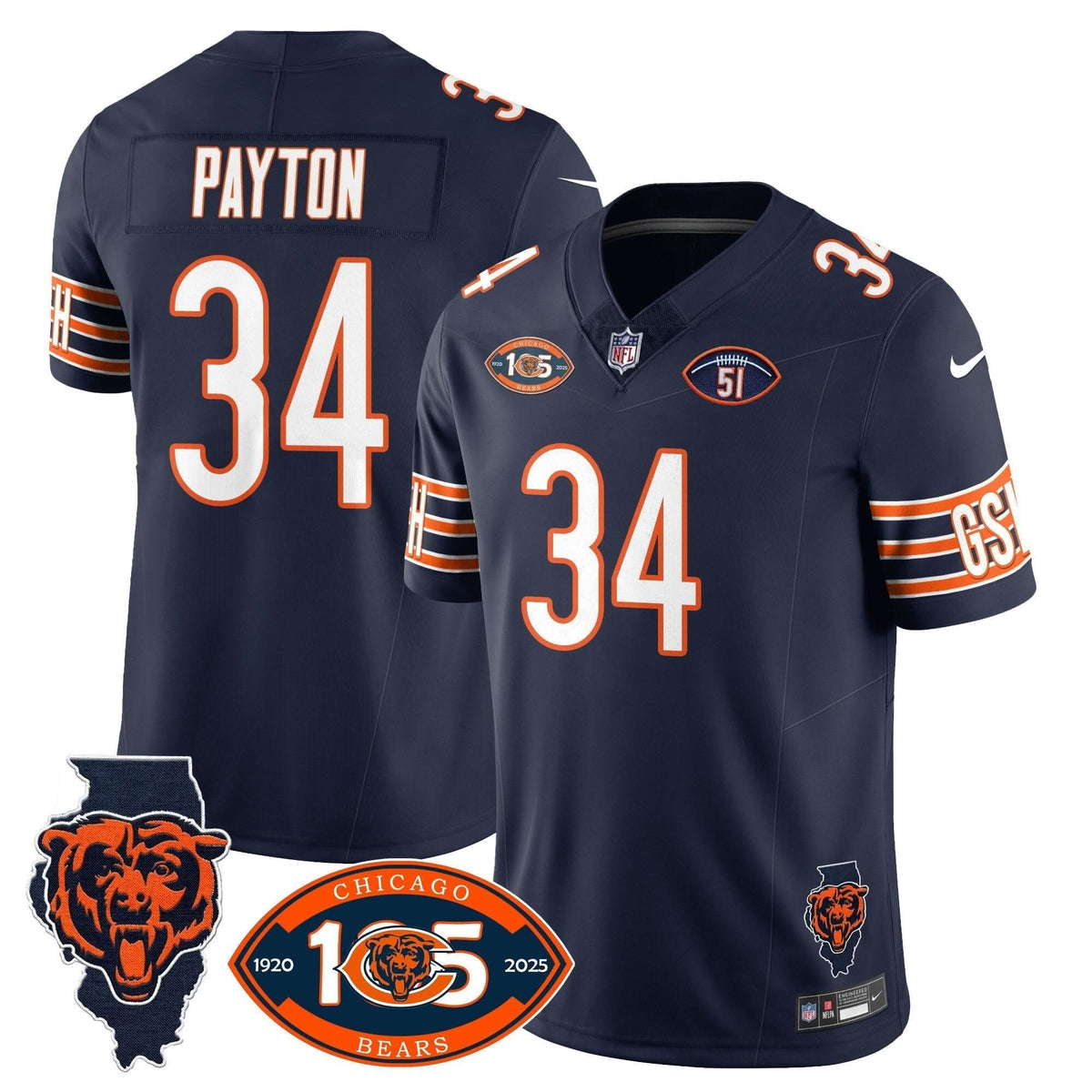 Bears 1920-2025 The Bears Vapor Limited Jersey - All Stitched - image 5