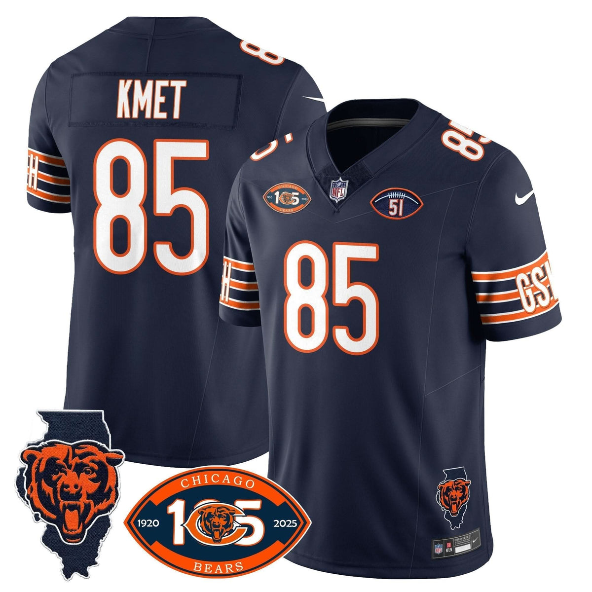 Bears 1920-2025 The Bears Vapor Limited Jersey - All Stitched - image 6