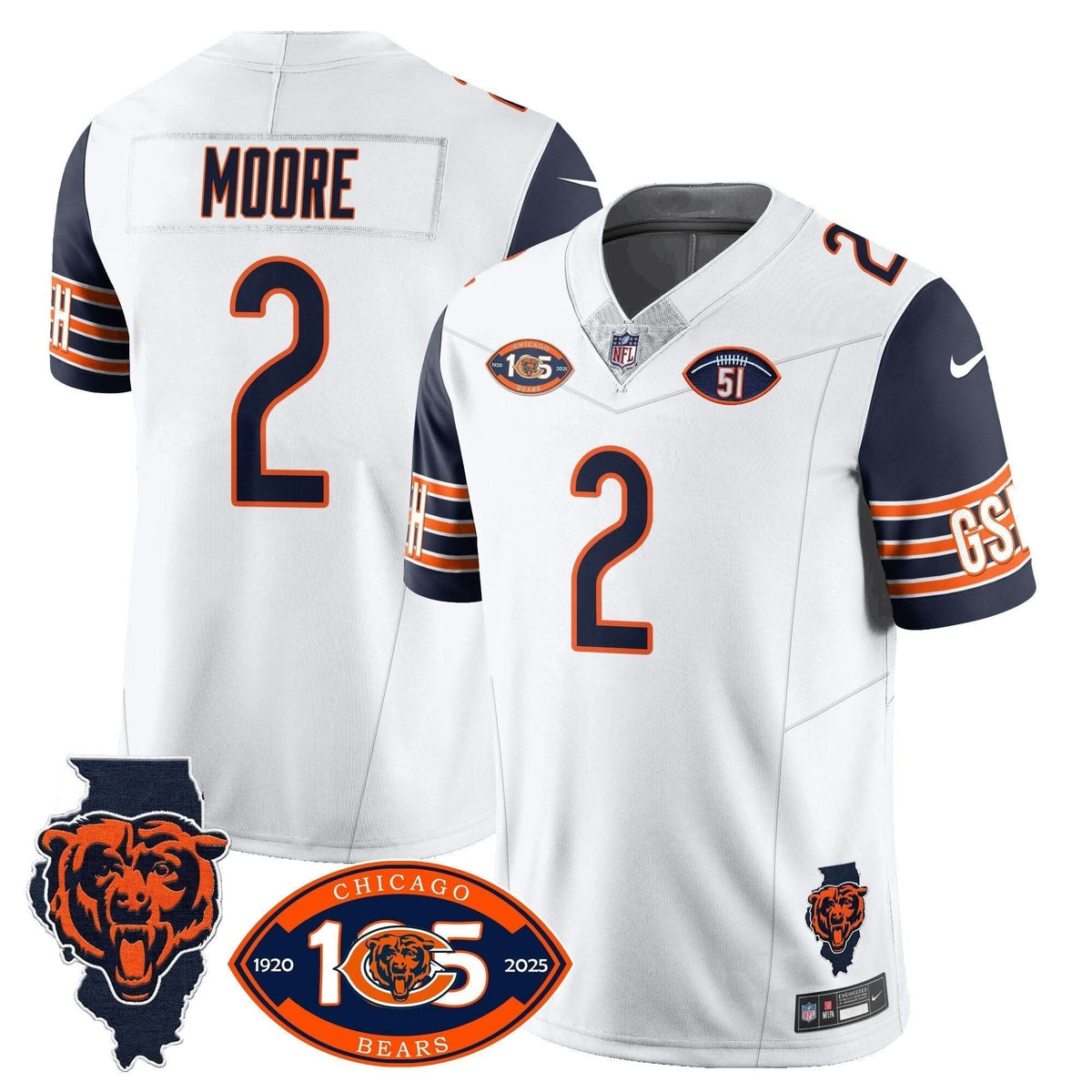 Bears 1920-2025 The Bears Vapor Limited Jersey - All Stitched - image 11