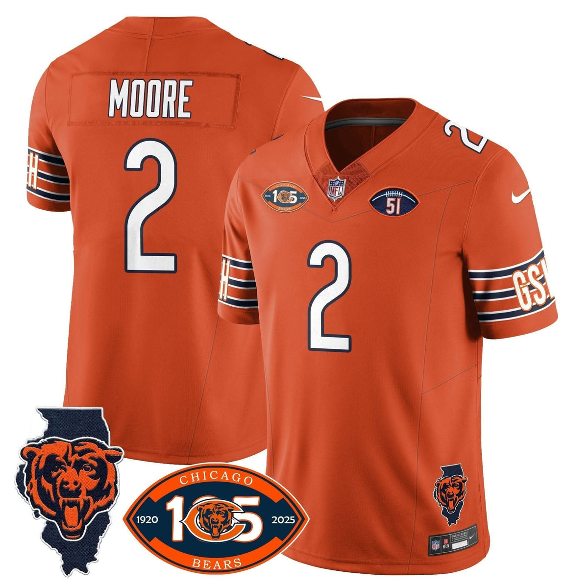 Bears 1920-2025 The Bears Vapor Limited Jersey - All Stitched - image 18