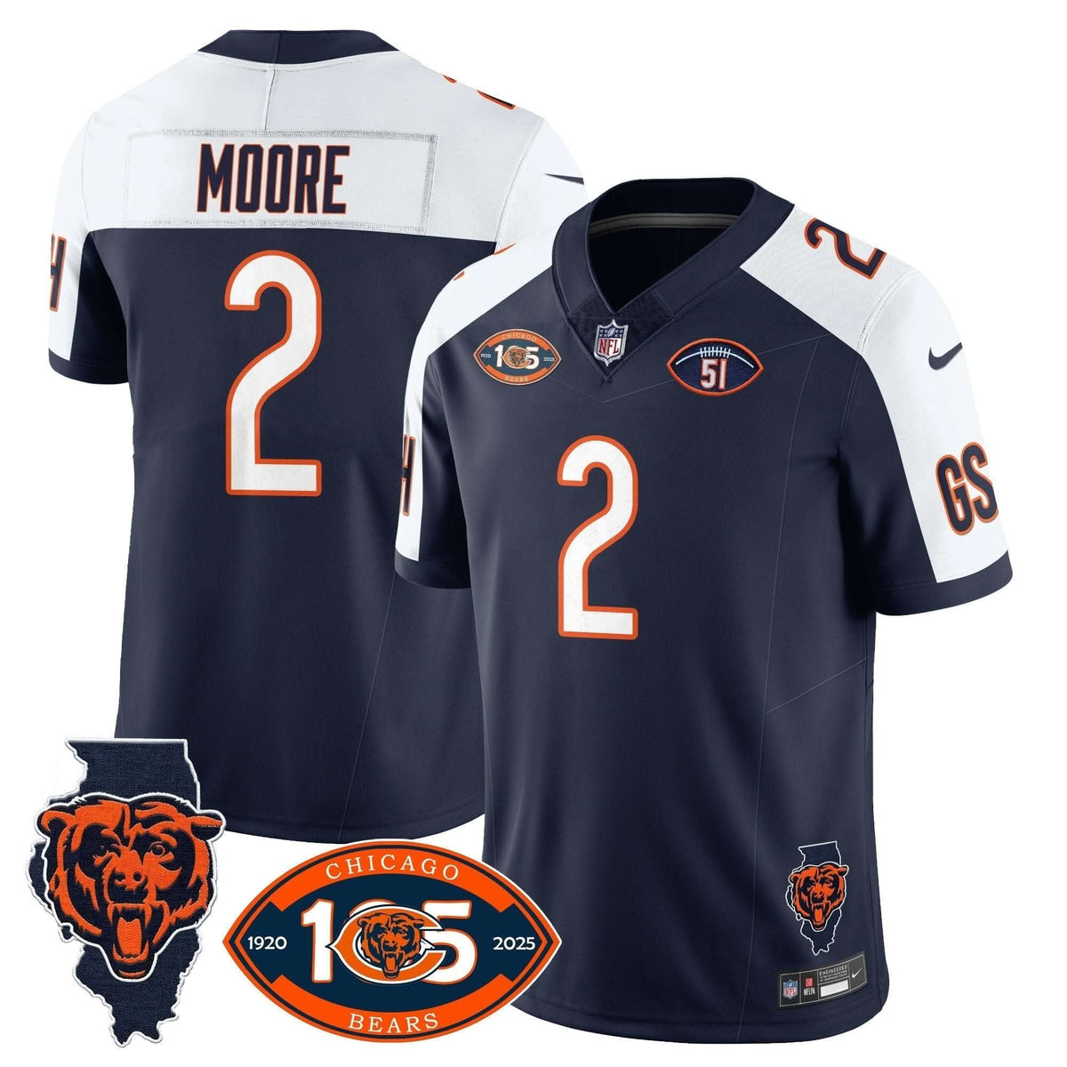 Bears 1920-2025 The Bears Vapor Limited Jersey - All Stitched - image 32