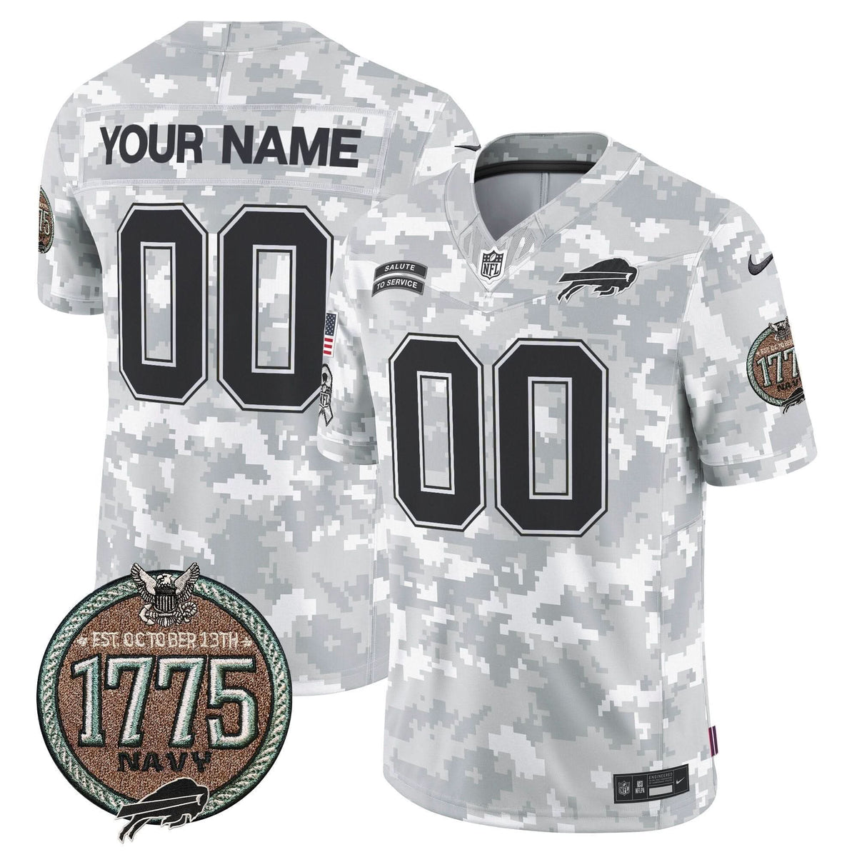 Bills 2024 Salute to Service Establishment Year Patch Vapor Limited Custom Jersey - All Stitched - image 3