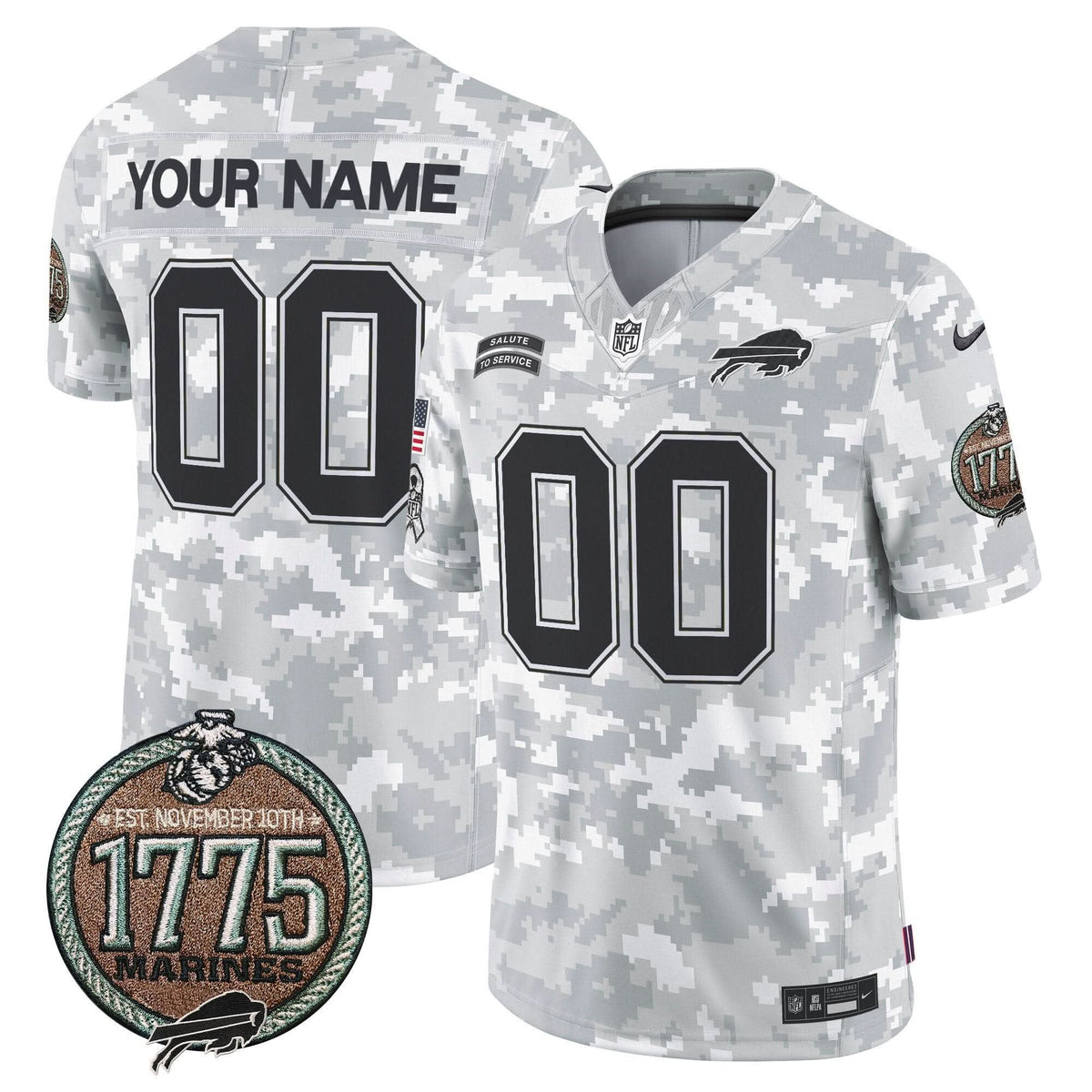 Bills 2024 Salute to Service Establishment Year Patch Vapor Limited Custom Jersey - All Stitched - image 1