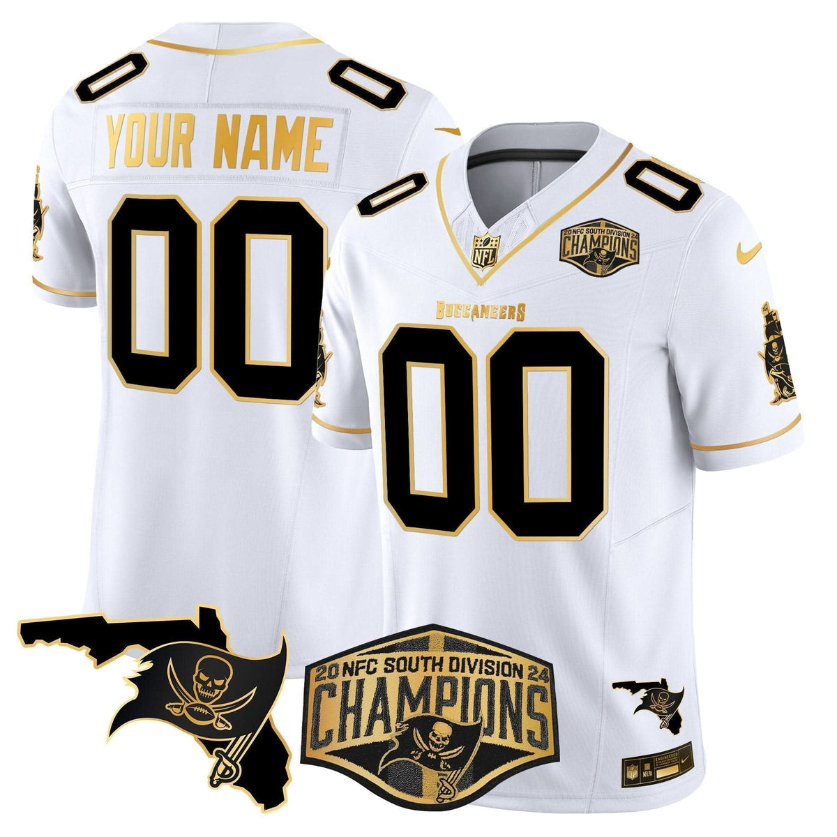 Buccaneers 2024 NFC South Division Champions Patch Gold Vapor Limited Custom Jersey - All Stitched - image 2