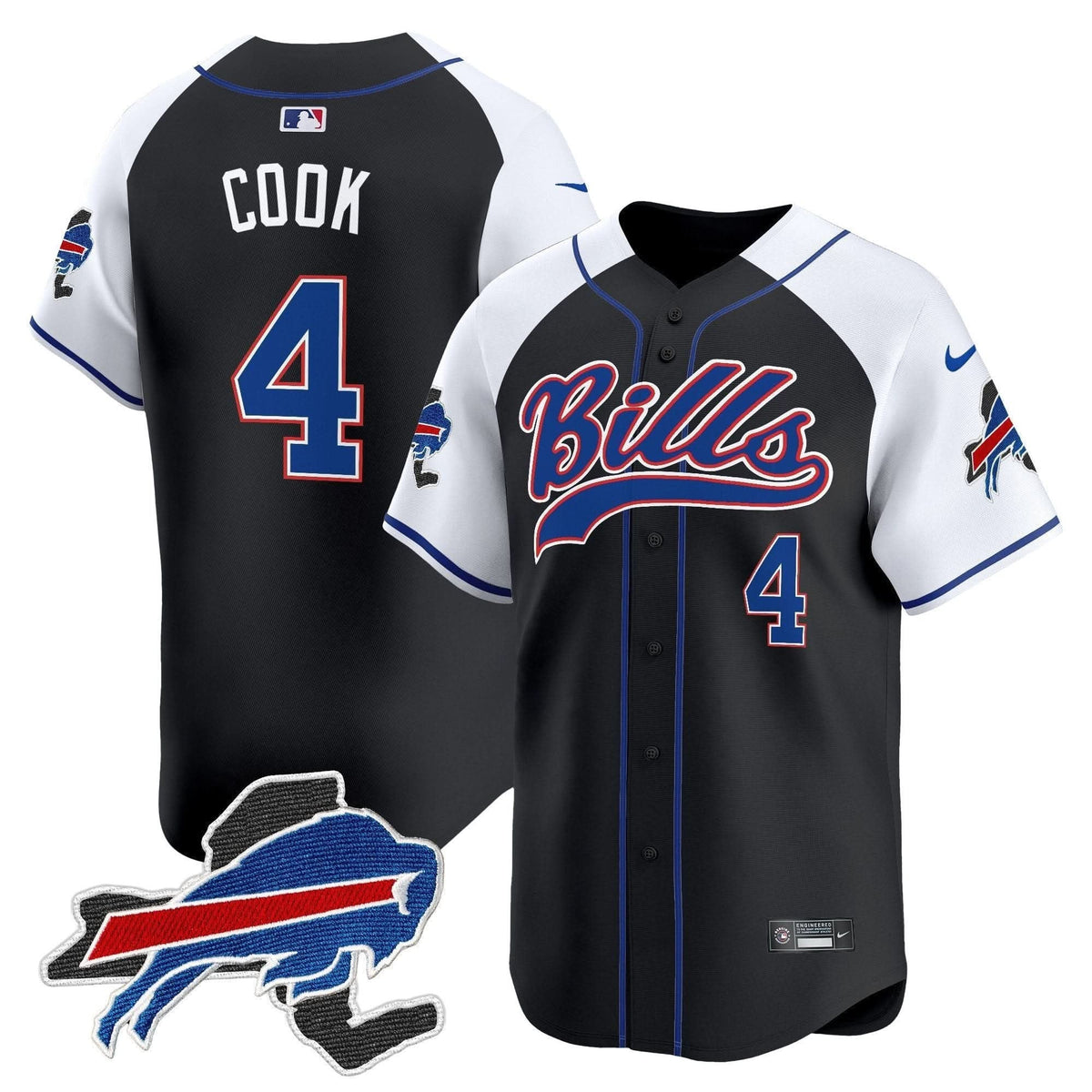Buffalo Bills 2024 New York Patch Vapor Baseball Jersey - All Stitched - image 2