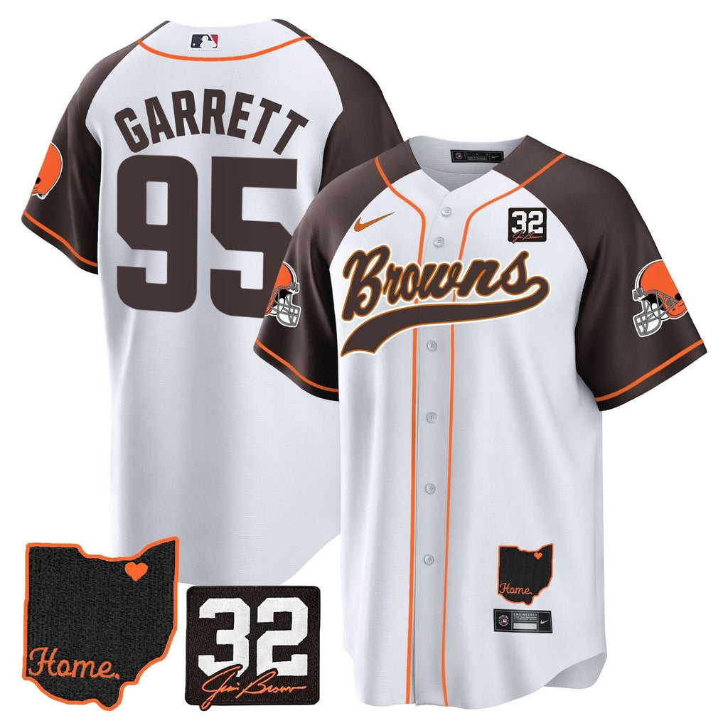 Browns #32 Jim Brown Memorial & Home Patch Baseball Jersey V2 - All Stitched - image 18