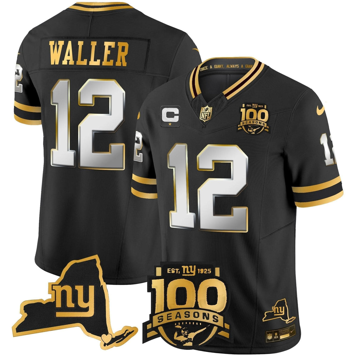 New York Giants 100th Season & State Patch Gold Vapor Limited Jersey - All Stitched - image 26
