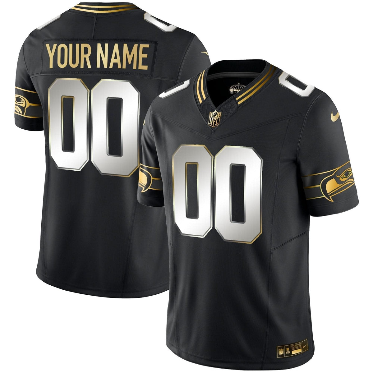 Seahawks Throwback & Gold Vapor Limited Custom Jersey - All Stitched - image 4