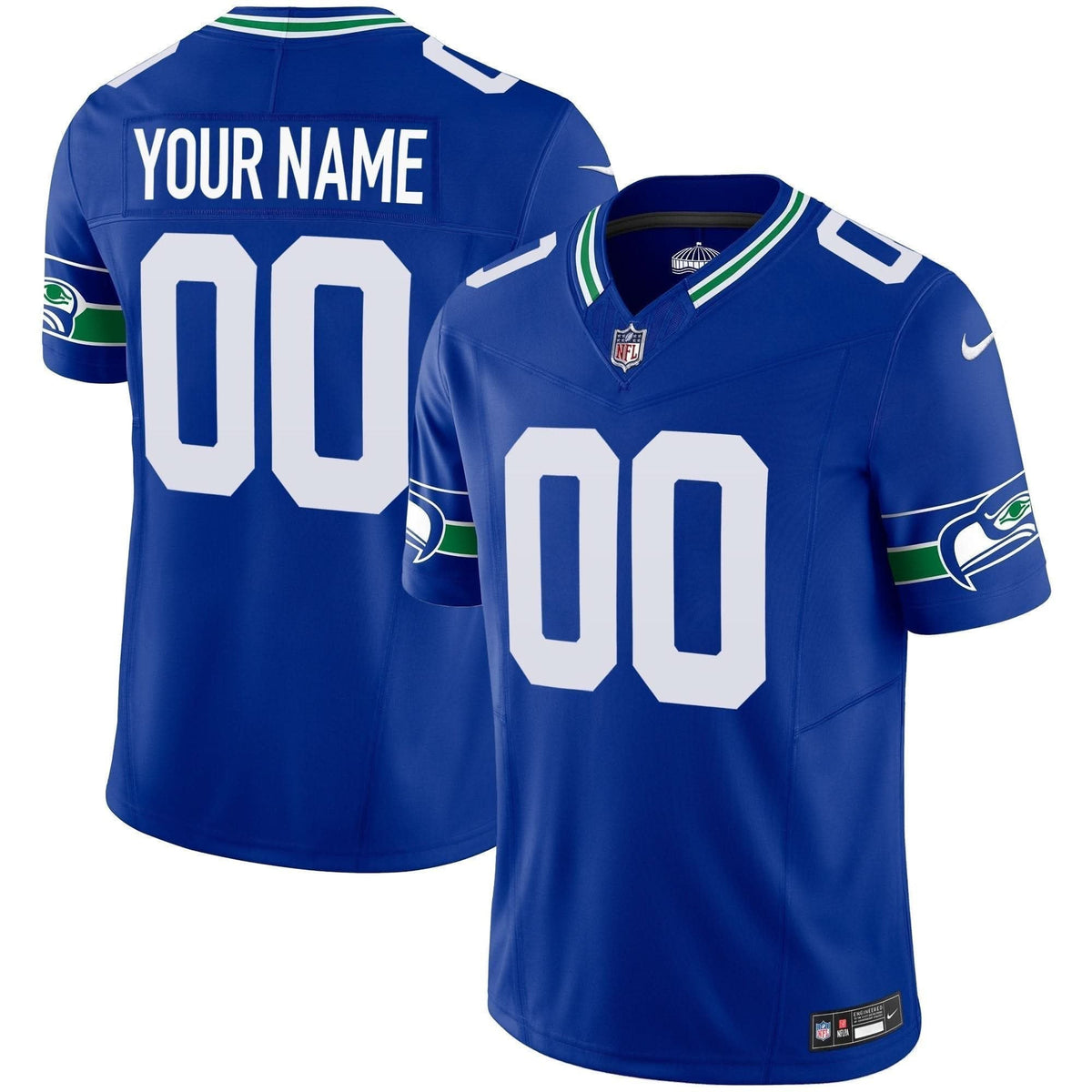 Seahawks Throwback & Gold Vapor Limited Custom Jersey - All Stitched - image 1