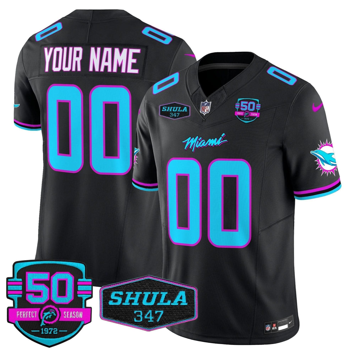 Dolphins "Miami Vice" Vapor Limited Custom Jersey V4 - All Stitched - image 5