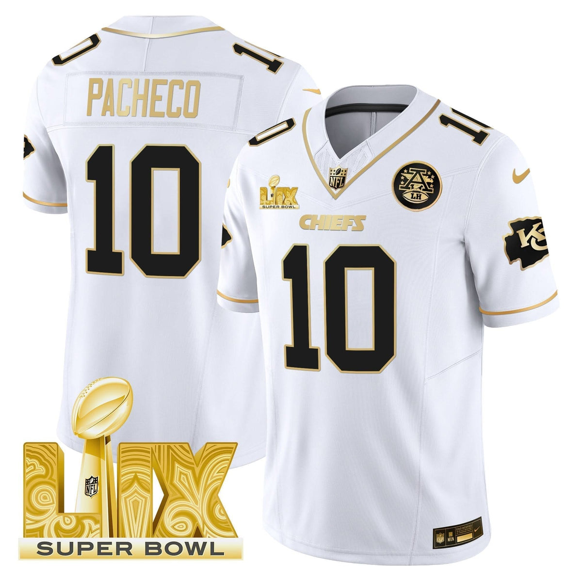 Chiefs Super Bowl LIX Patch Gold Vapor Limited Jersey - All Stitched - image 14