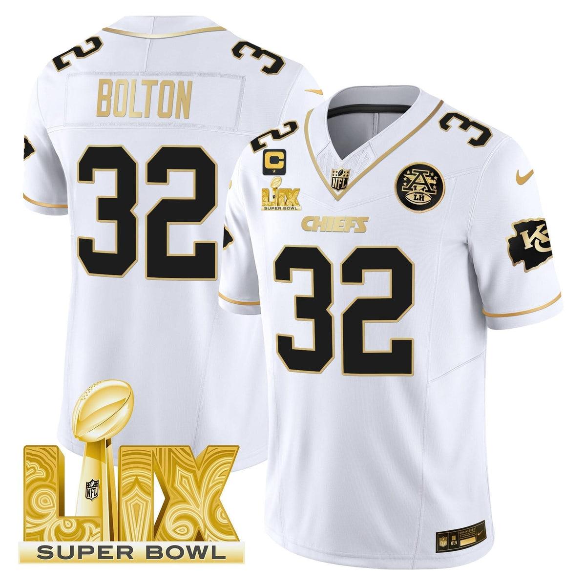 Chiefs Super Bowl LIX Patch Gold Vapor Limited Jersey - All Stitched - image 15