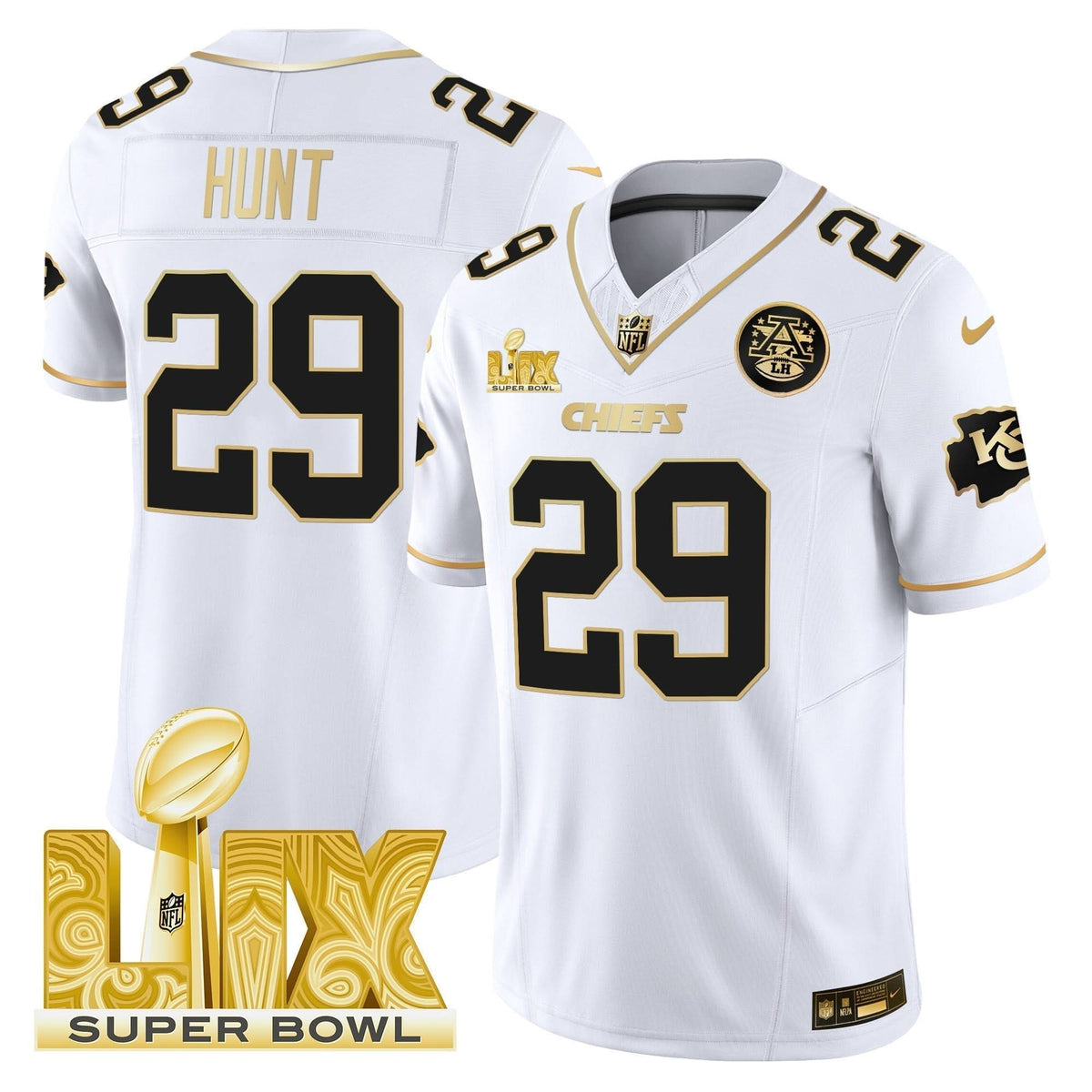 Chiefs Super Bowl LIX Patch Gold Vapor Limited Jersey - All Stitched - image 17