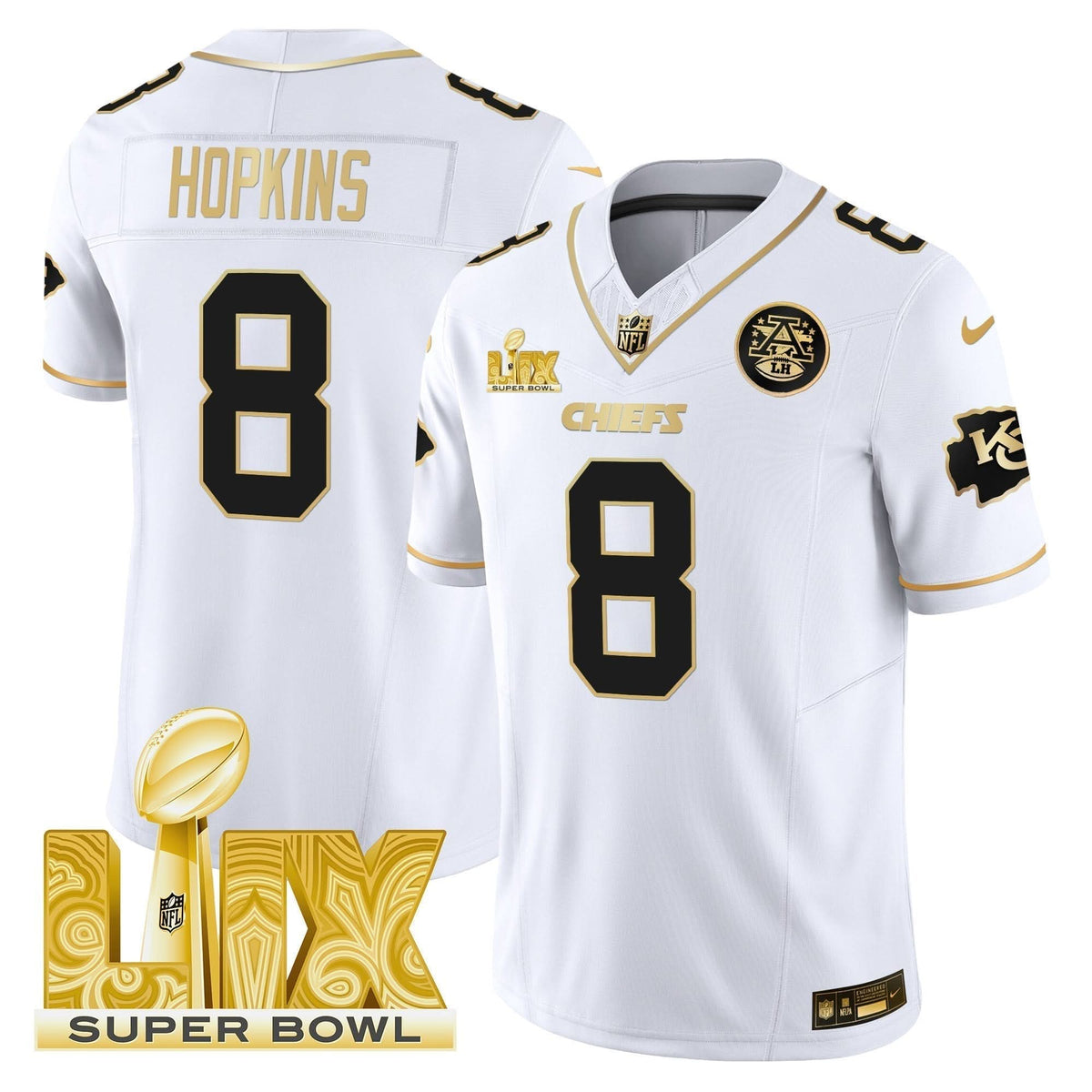 Chiefs Super Bowl LIX Patch Gold Vapor Limited Jersey - All Stitched - image 18