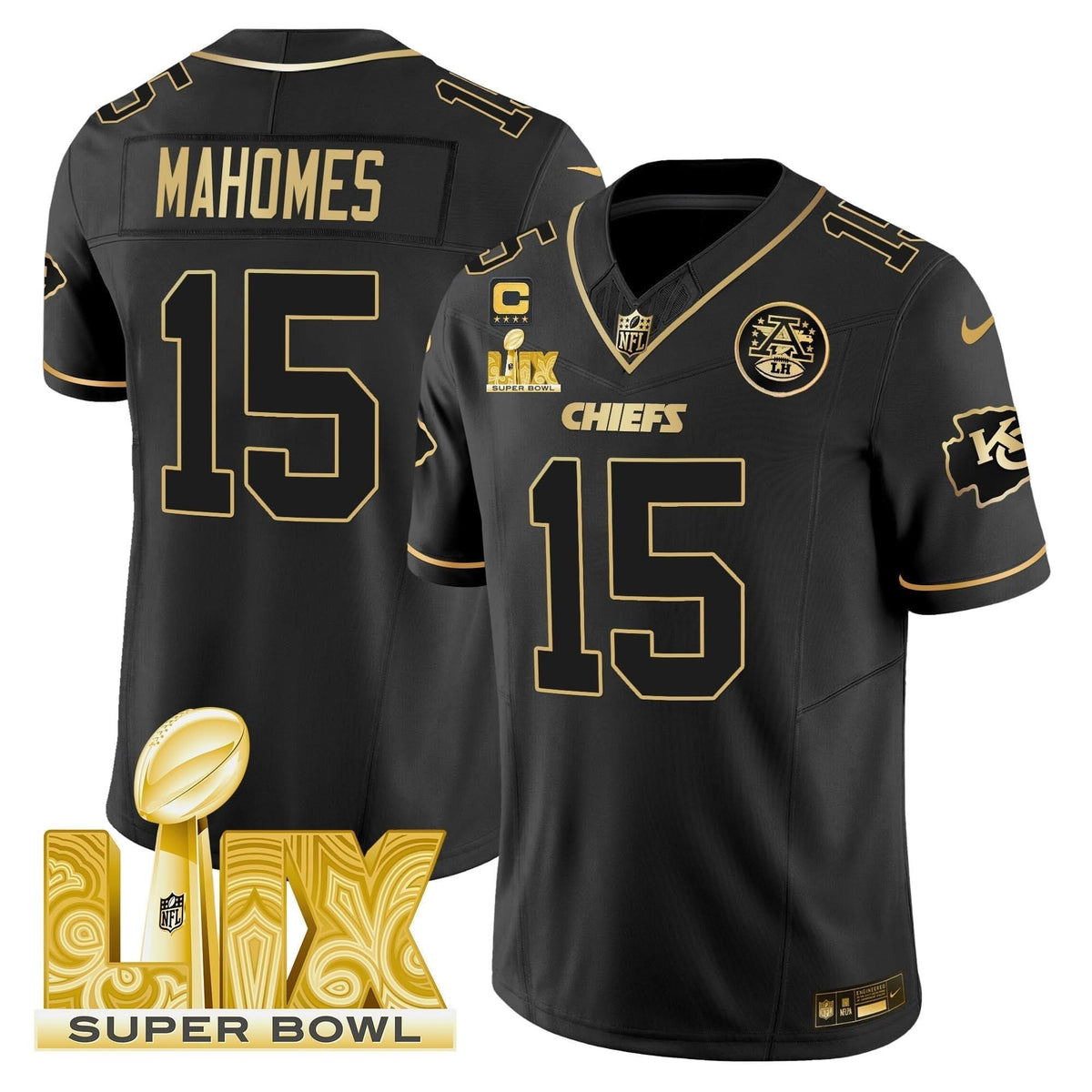 Chiefs Super Bowl LIX Patch Gold Vapor Limited Jersey - All Stitched - image 21