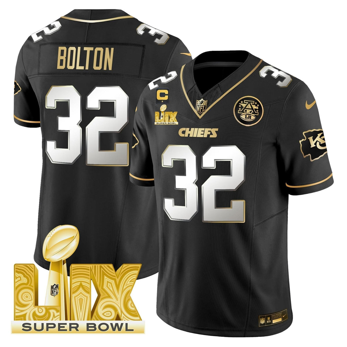 Chiefs Super Bowl LIX Patch Gold Vapor Limited Jersey - All Stitched - image 35