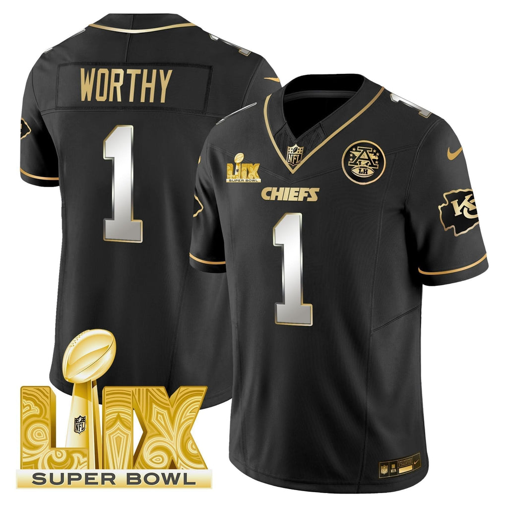 Chiefs Super Bowl LIX Patch Gold Vapor Limited Jersey - All Stitched - image 39