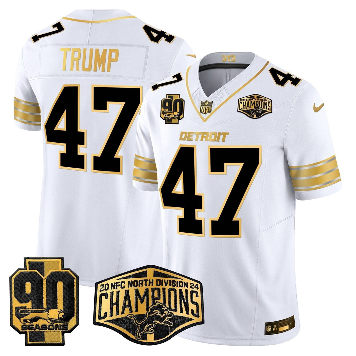 Detroit Lions 2024 NFC North Division Champions Patch Gold Vapor Limited Jersey - All Stitched - image 16