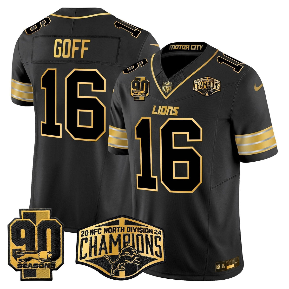 Detroit Lions 2024 NFC North Division Champions Patch Gold Vapor Limited Jersey - All Stitched - image 17