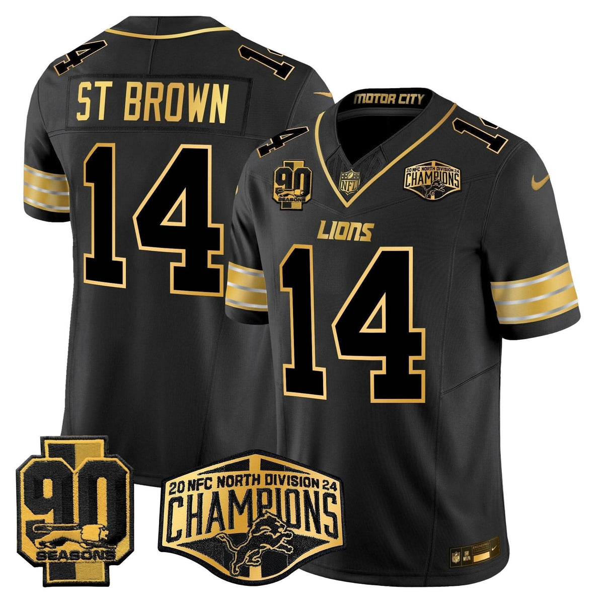 Detroit Lions 2024 NFC North Division Champions Patch Gold Vapor Limited Jersey - All Stitched - image 19