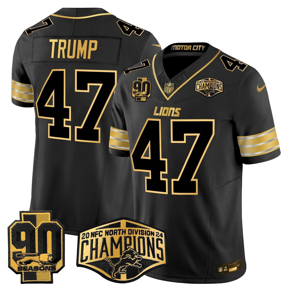 Detroit Lions 2024 NFC North Division Champions Patch Gold Vapor Limited Jersey - All Stitched - image 24
