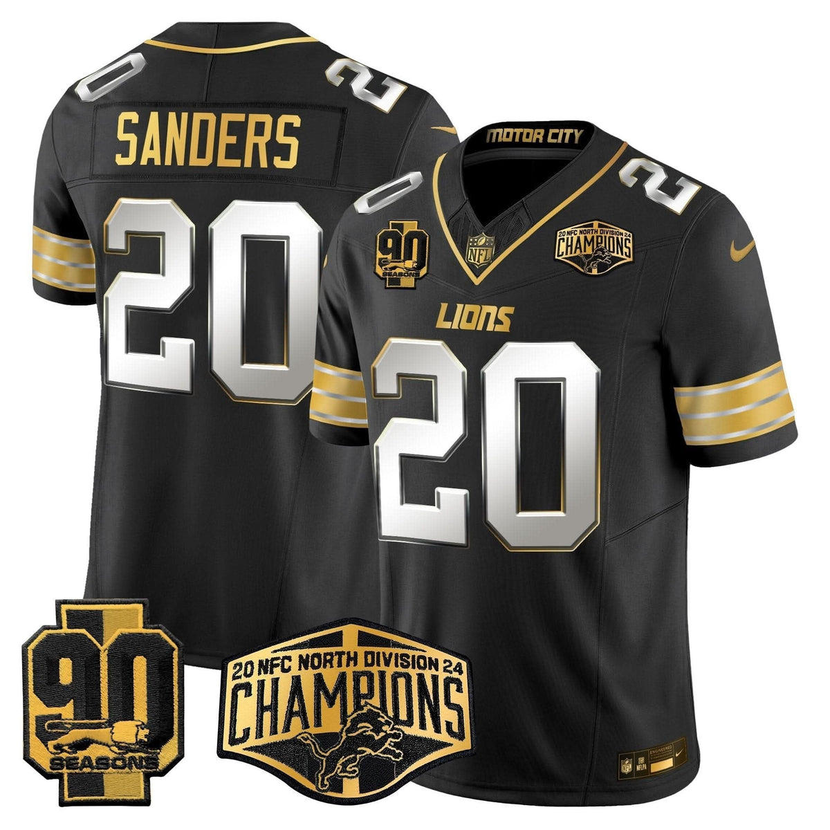 Detroit Lions 2024 NFC North Division Champions Patch Gold Vapor Limited Jersey - All Stitched - image 29