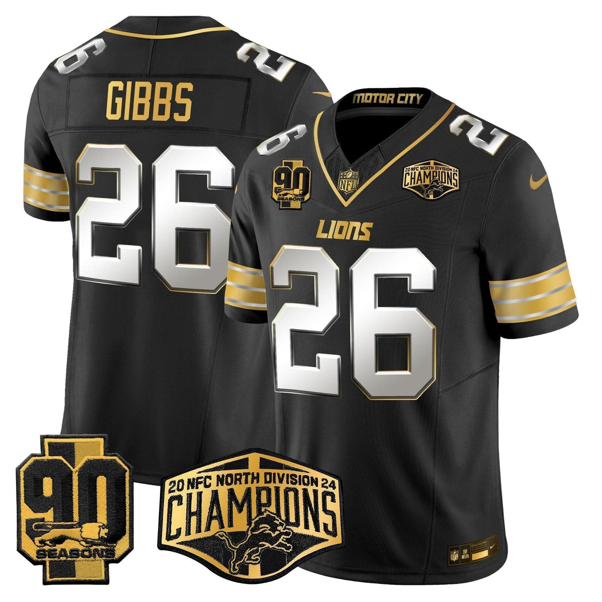 Detroit Lions 2024 NFC North Division Champions Patch Gold Vapor Limited Jersey - All Stitched - image 31
