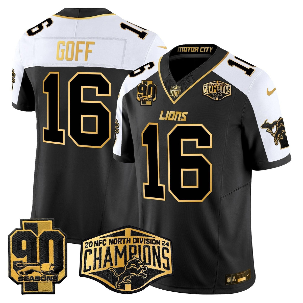 Detroit Lions 2024 NFC North Division Champions Patch Gold Vapor Limited Jersey - All Stitched - image 1
