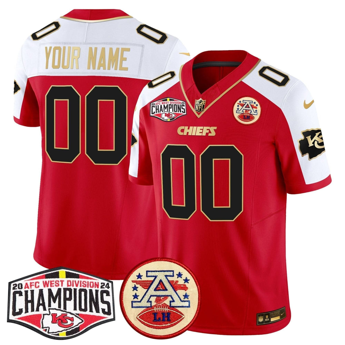 Chiefs 2024 AFC West Division Champions Patch Vapor Limited Custom Jersey - All Stitched - image 2