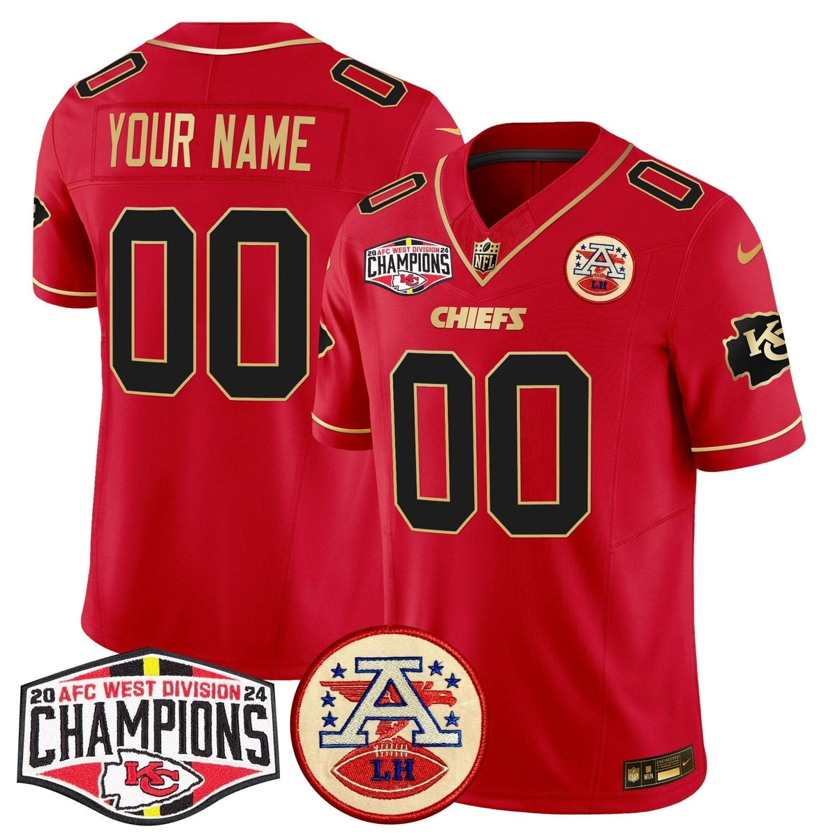Chiefs 2024 AFC West Division Champions Patch Vapor Limited Custom Jersey - All Stitched - image 4