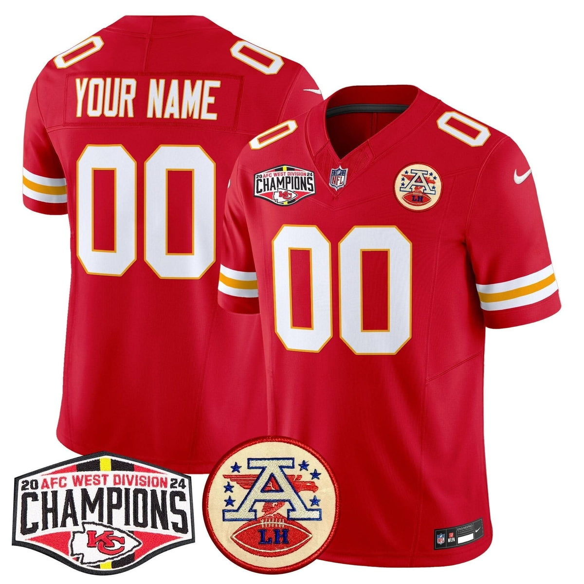 Chiefs 2024 AFC West Division Champions Patch Vapor Limited Custom Jersey - All Stitched - image 6