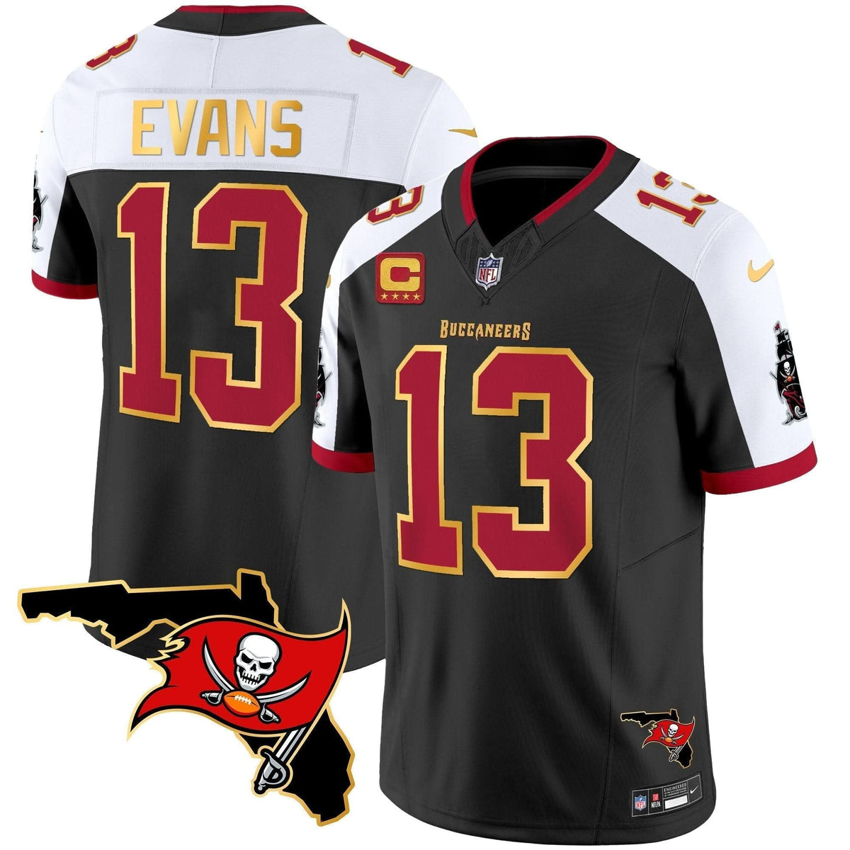 Buccaneers Florida Patch Gold Trim Vapor Jersey - All Stitched - image 2