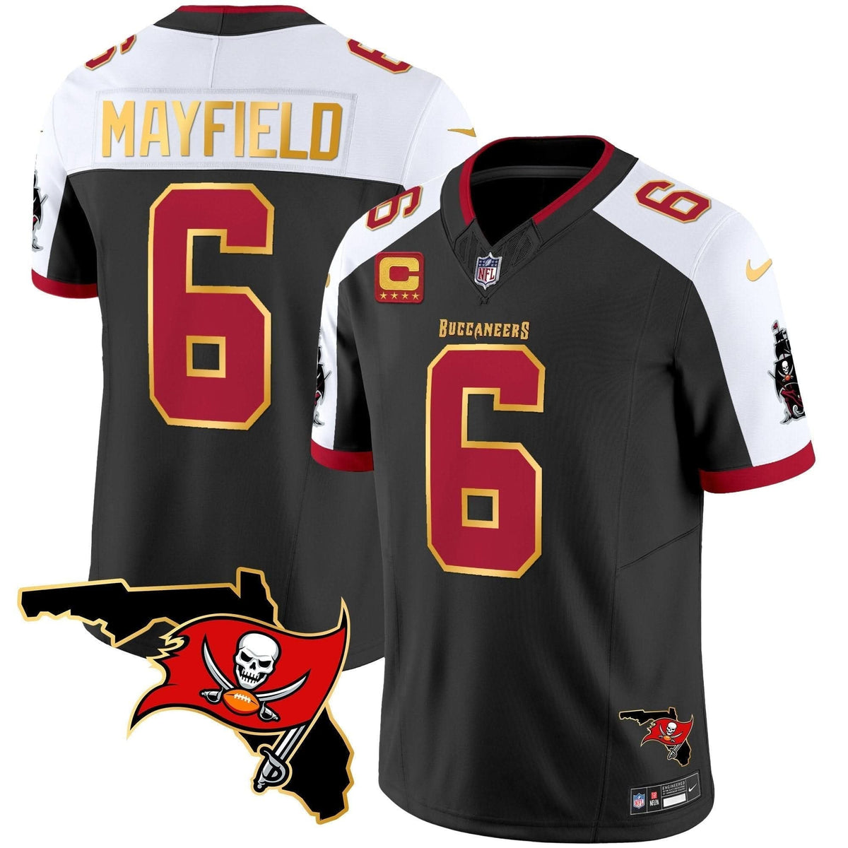 Buccaneers Florida Patch Gold Trim Vapor Jersey - All Stitched - image 4