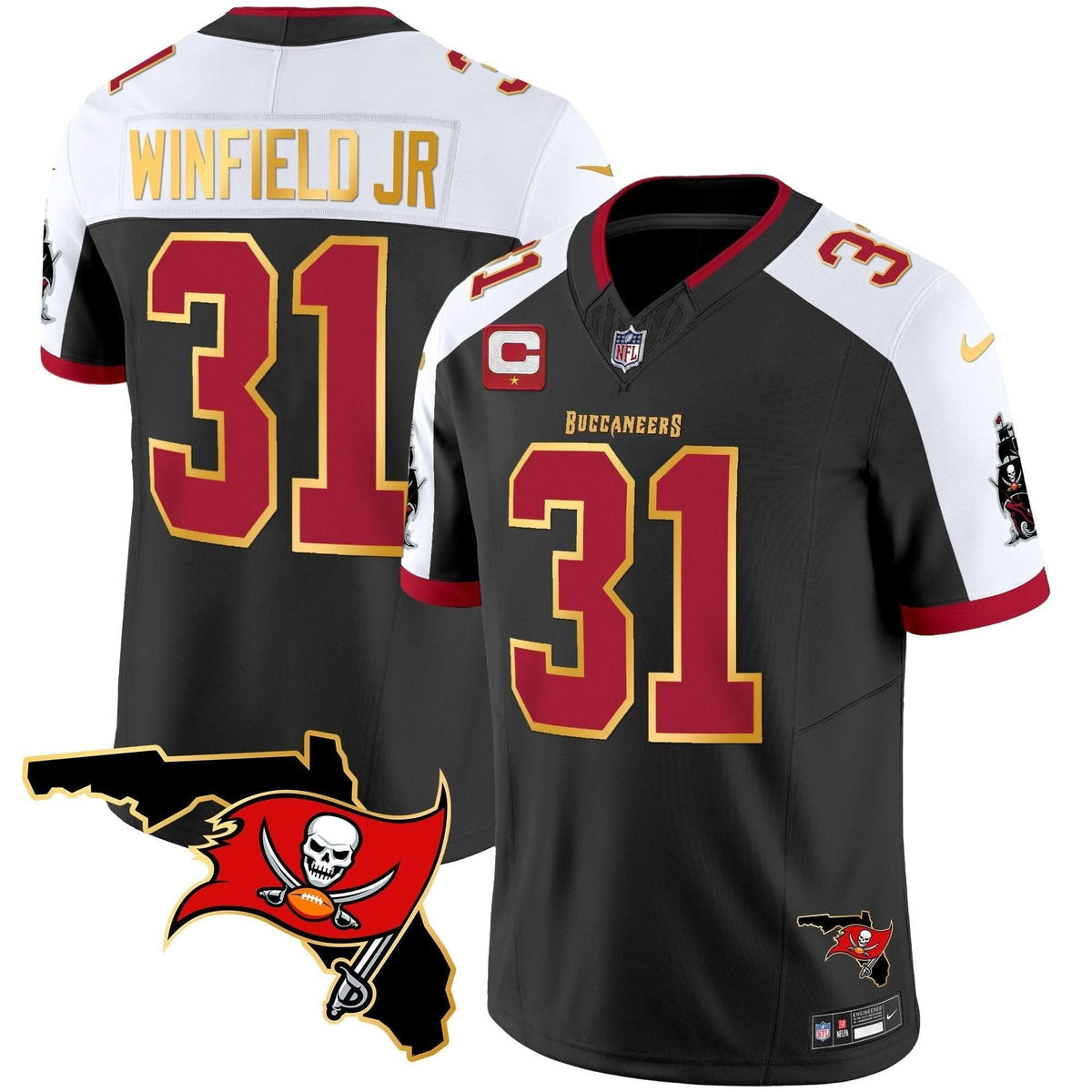 Buccaneers Florida Patch Gold Trim Vapor Jersey - All Stitched - image 6
