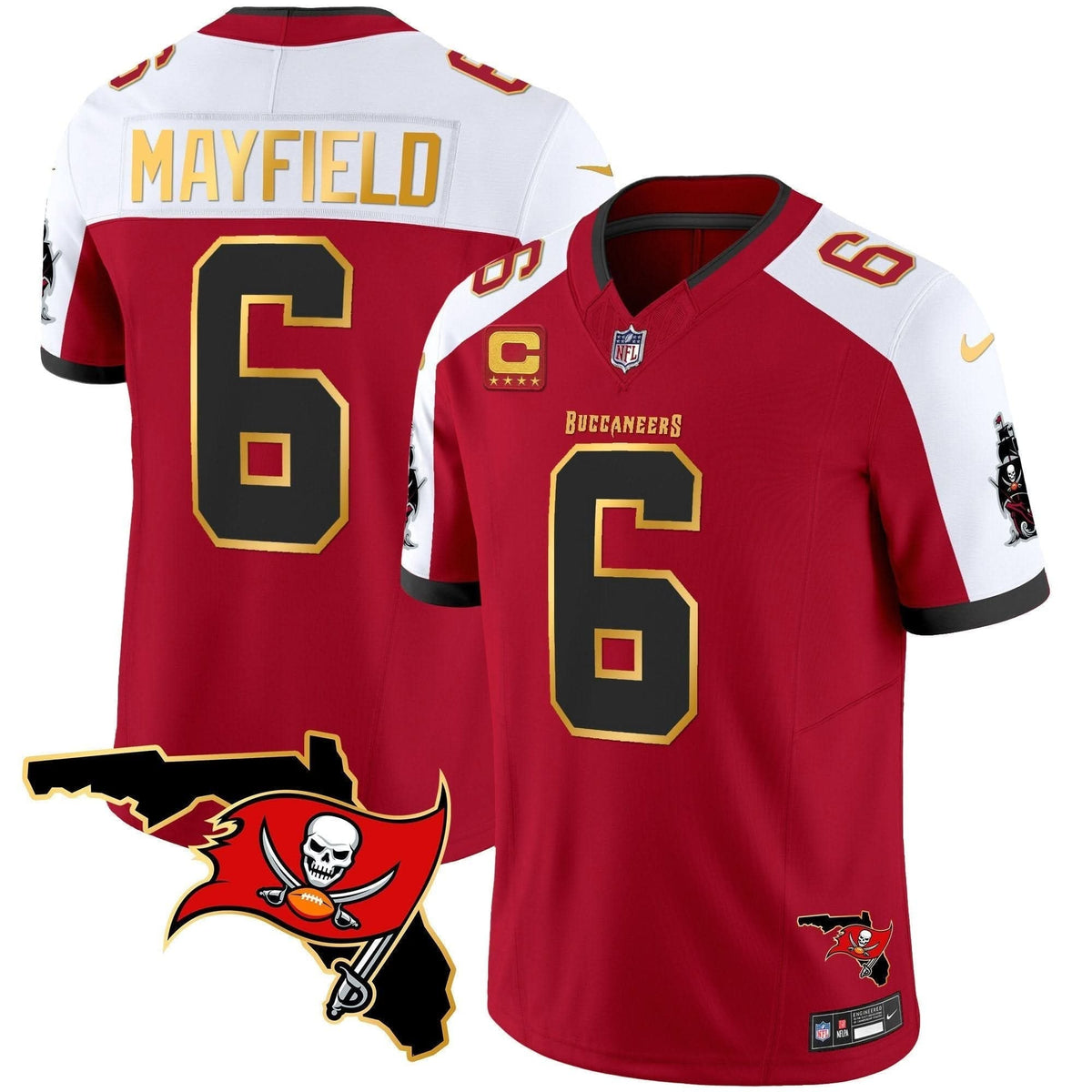 Buccaneers Florida Patch Gold Trim Vapor Jersey - All Stitched - image 11