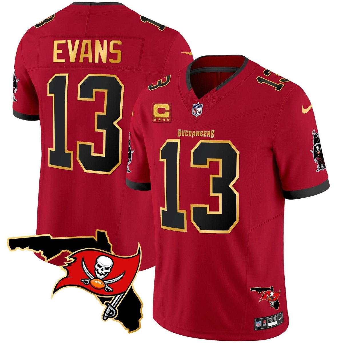 Buccaneers Florida Patch Gold Trim Vapor Jersey - All Stitched - image 16
