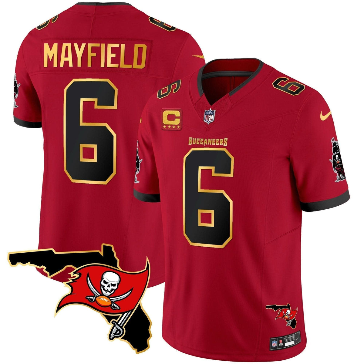 Buccaneers Florida Patch Gold Trim Vapor Jersey - All Stitched - image 18