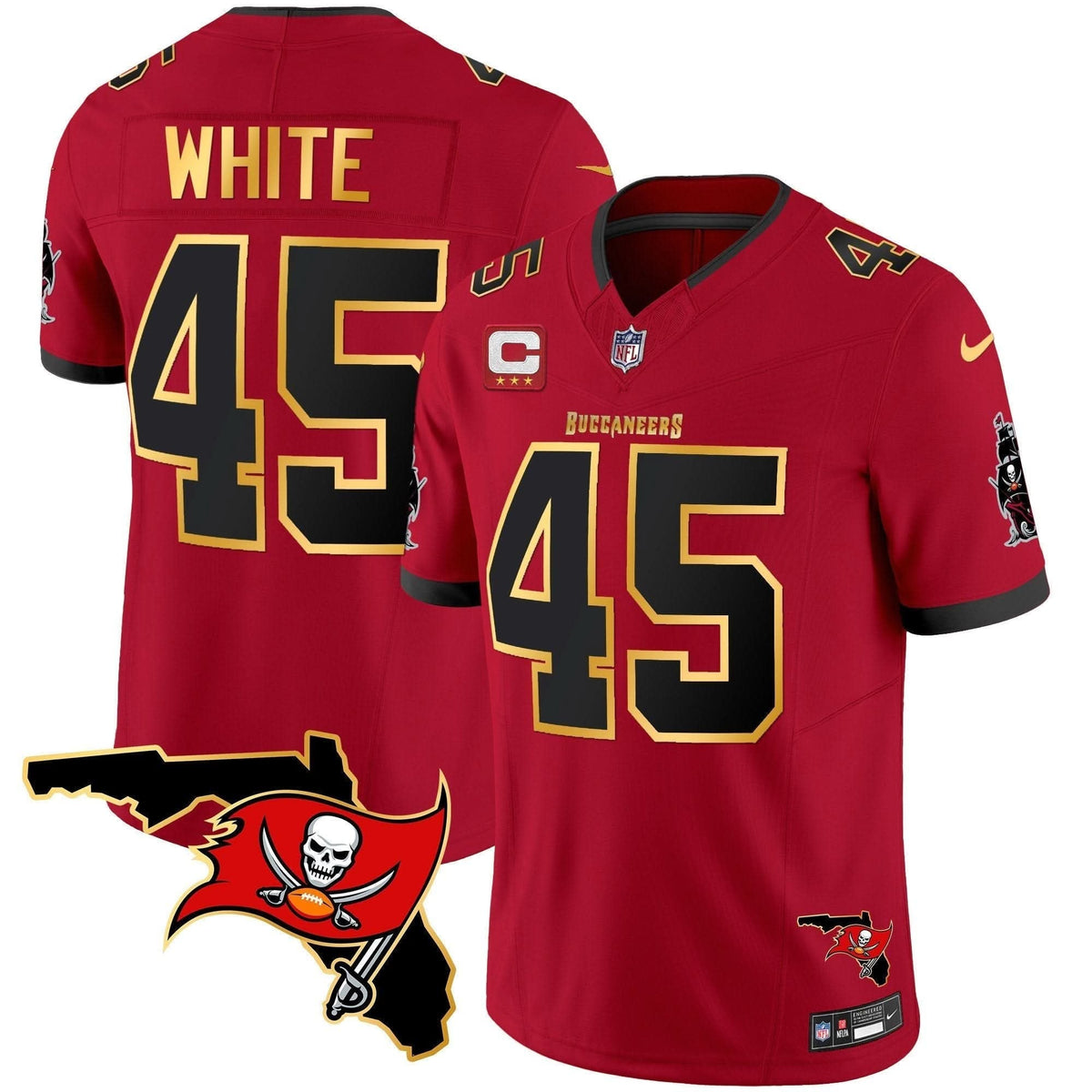 Buccaneers Florida Patch Gold Trim Vapor Jersey - All Stitched - image 21