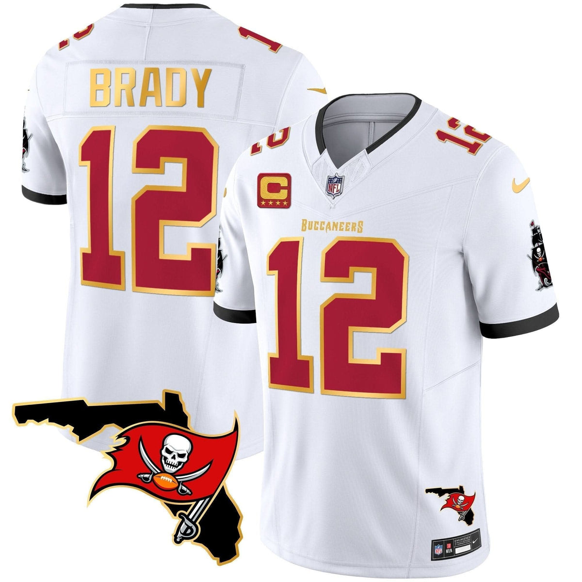 Buccaneers Florida Patch Gold Trim Vapor Jersey - All Stitched - image 22