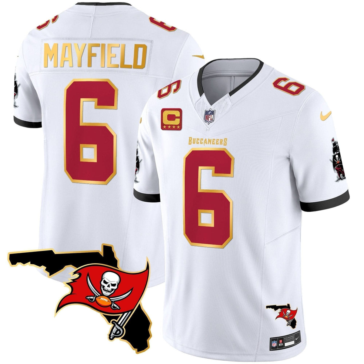 Buccaneers Florida Patch Gold Trim Vapor Jersey - All Stitched - image 25