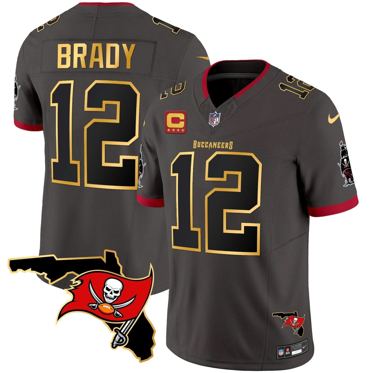 Buccaneers Florida Patch Gold Trim Vapor Jersey - All Stitched - image 29