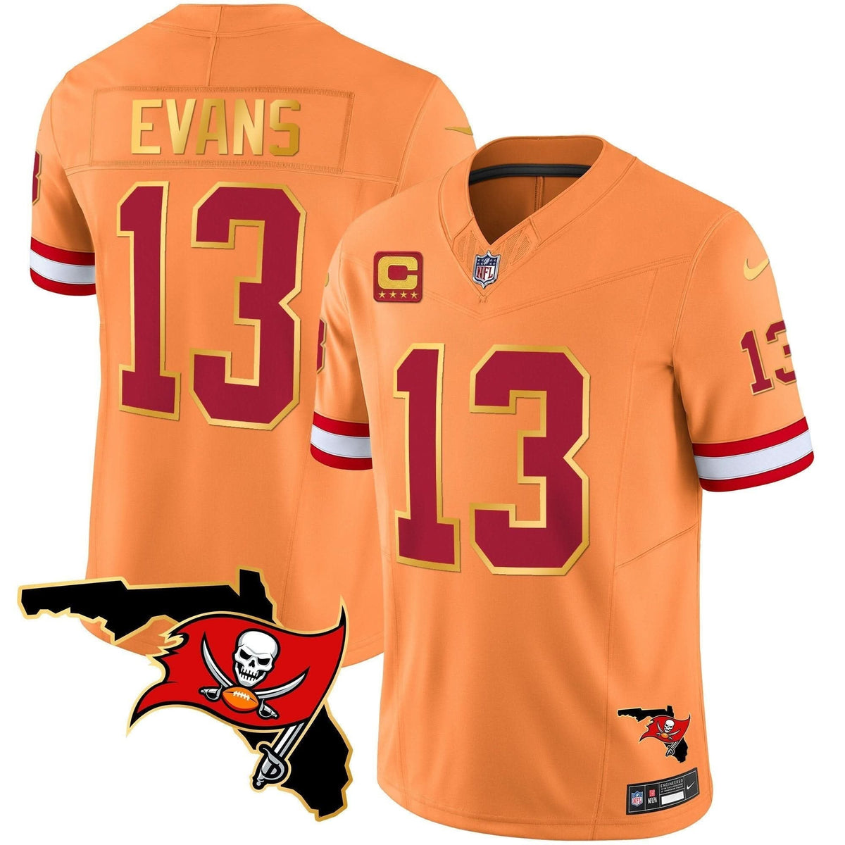 Buccaneers Florida Patch Gold Trim Vapor Jersey - All Stitched - image 37