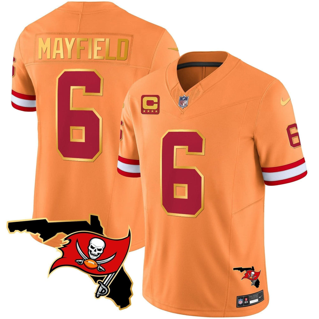 Buccaneers Florida Patch Gold Trim Vapor Jersey - All Stitched - image 39