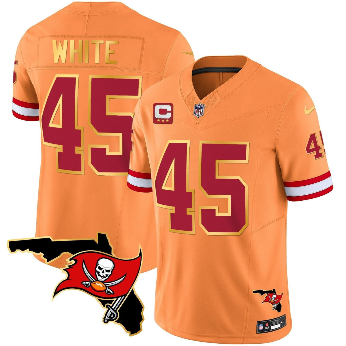Buccaneers Florida Patch Gold Trim Vapor Jersey - All Stitched - image 42