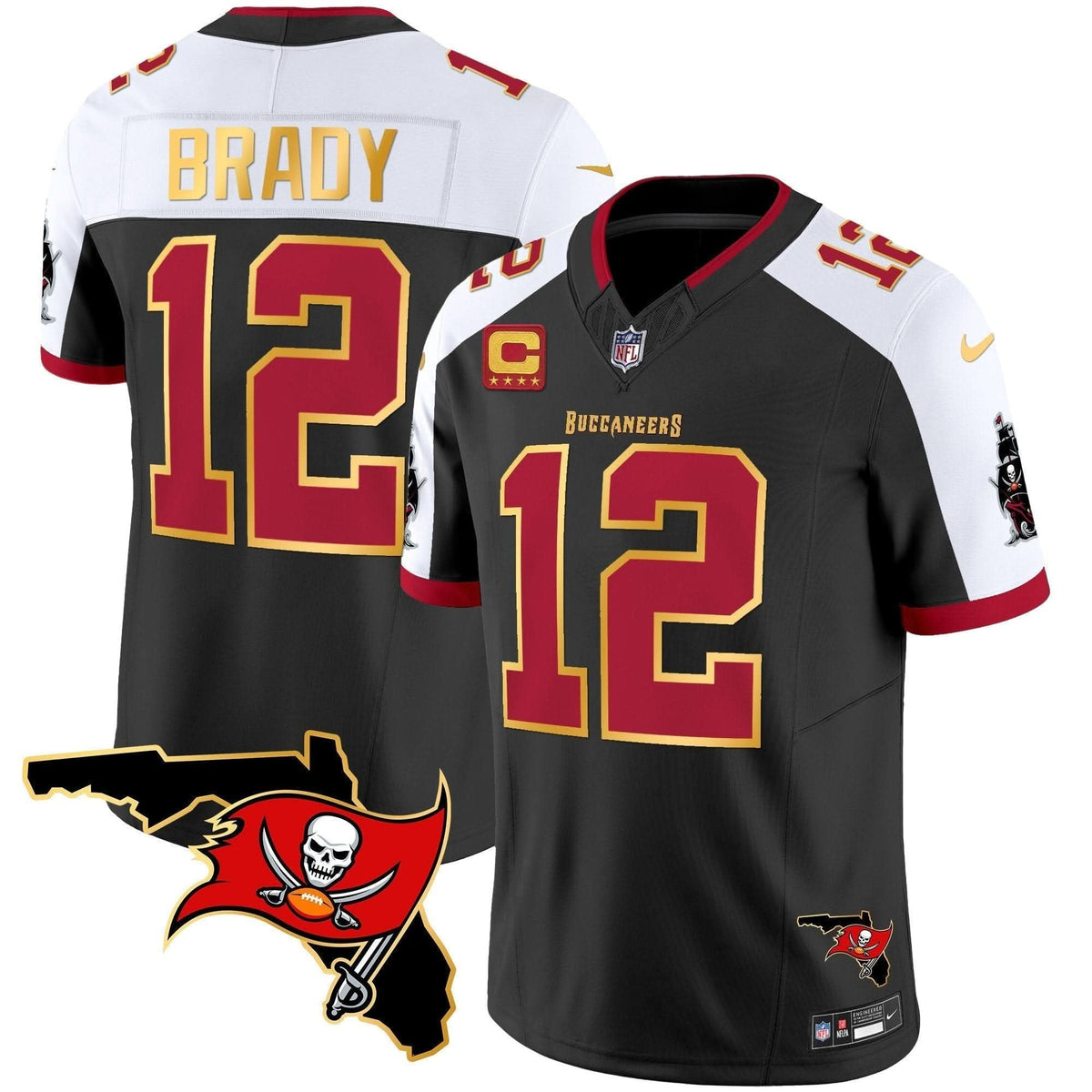 Buccaneers Florida Patch Gold Trim Vapor Jersey - All Stitched - image 1