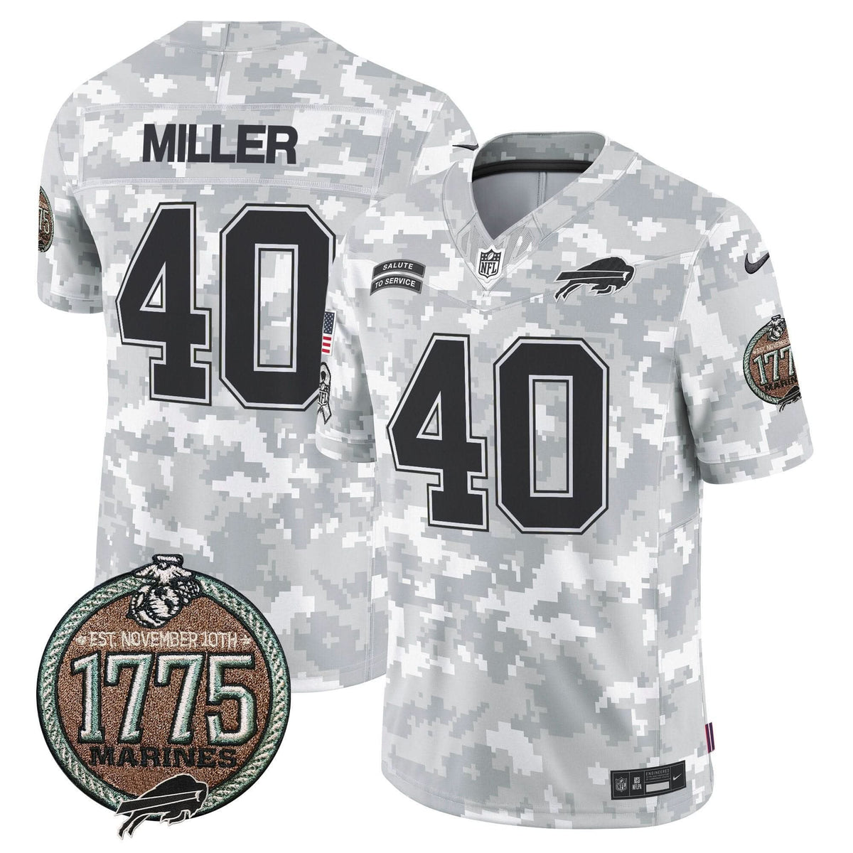 Bills 2024 Salute to Service Establishment Year Patch Vapor Limited Jersey - All Stitched - image 4