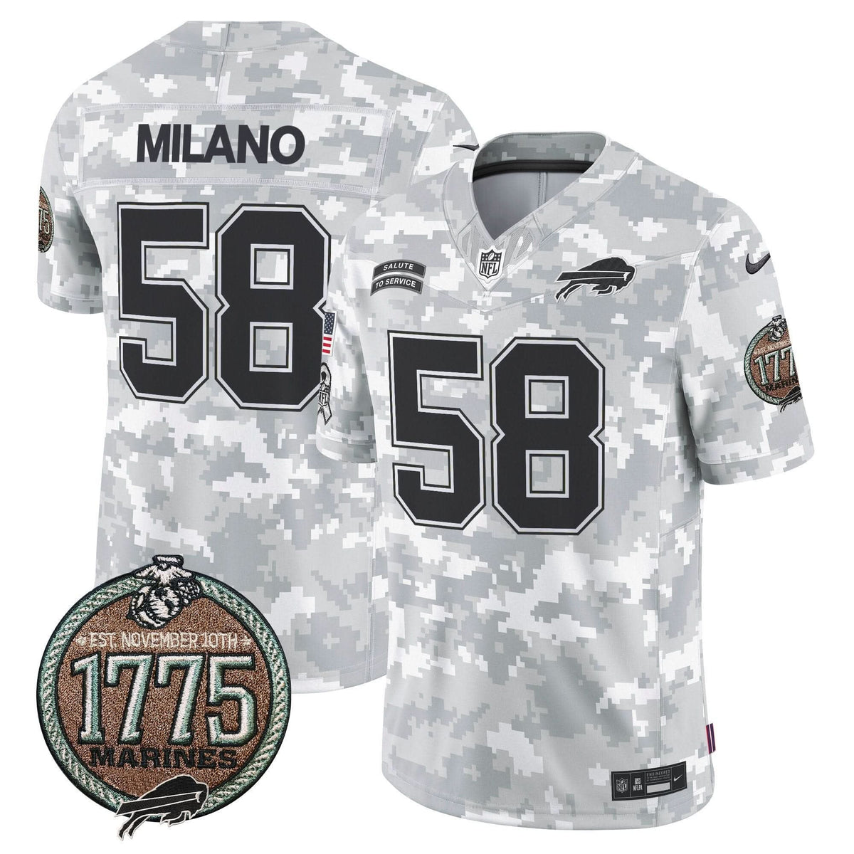 Bills 2024 Salute to Service Establishment Year Patch Vapor Limited Jersey - All Stitched - image 5