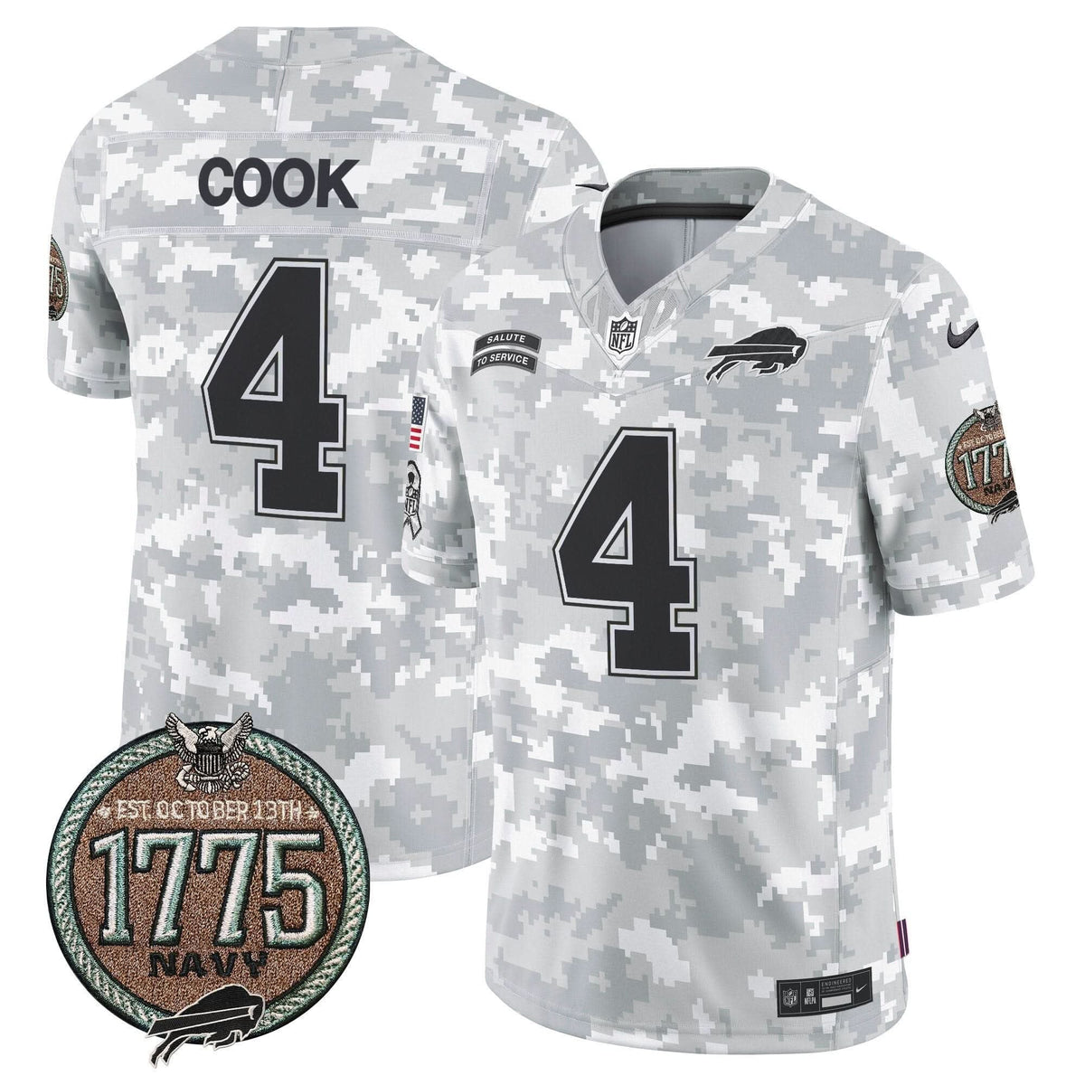 Bills 2024 Salute to Service Establishment Year Patch Vapor Limited Jersey - All Stitched - image 18