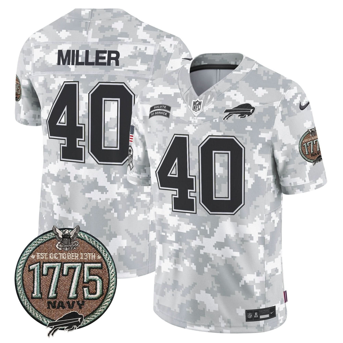 Bills 2024 Salute to Service Establishment Year Patch Vapor Limited Jersey - All Stitched - image 20
